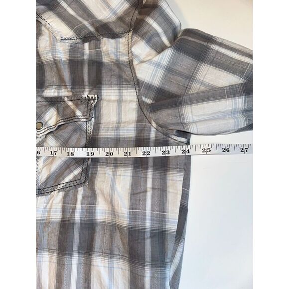 BKE Men’s Grey White Plaid Flannel Shirt XXL Slim Fit Stretch Button-Up - Picture 5 of 8